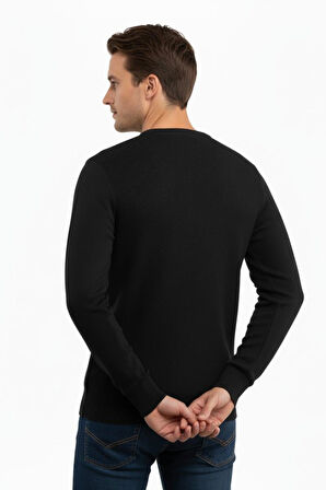 Erkek Sıfır Yaka Kazak Petek Örgü Klasik Kalıp 5243C BGL-ST04859