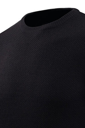 Erkek Sıfır Yaka Kazak Petek Örgü Klasik Kalıp 5243C BGL-ST04859