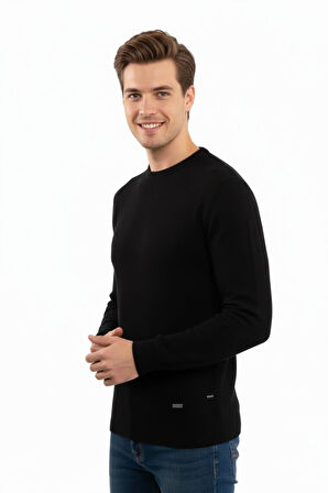 Erkek Sıfır Yaka Kazak Petek Örgü Klasik Kalıp 5243C BGL-ST04859