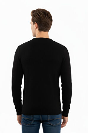 Erkek Sıfır Yaka Kazak Petek Örgü Klasik Kalıp 5243C BGL-ST04859