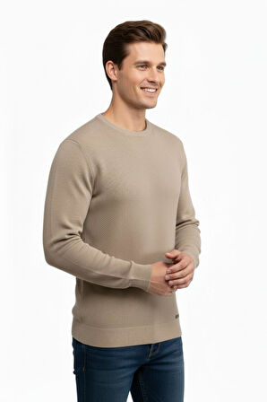 Erkek Sıfır Yaka Kazak Petek Örgü Klasik Kalıp 5243C BGL-ST04859