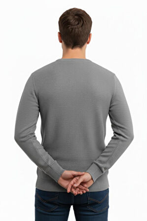 Erkek Sıfır Yaka Kazak Petek Örgü Klasik Kalıp 5243C BGL-ST04859