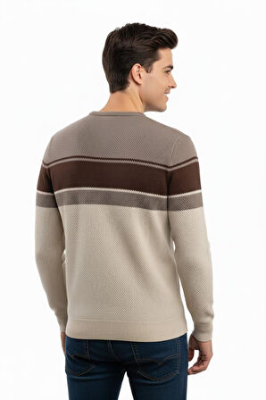 Erkek Sıfır Yaka Kazak Petek Örgü Klasik Kalıp 5244C BGL-ST04861