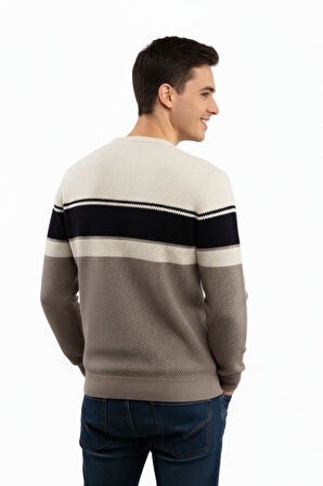 Erkek Sıfır Yaka Kazak Petek Örgü Klasik Kalıp 5244C BGL-ST04861