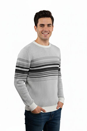 Erkek Sıfır Yaka Kazak Selanik Örgü Klasik Kalıp 5245C BGL-ST04860