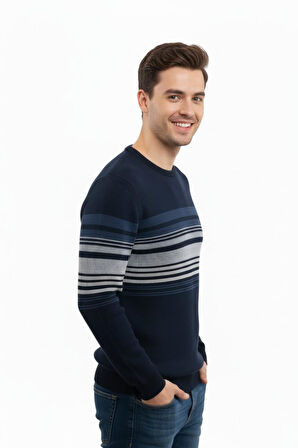 Erkek Sıfır Yaka Kazak Selanik Örgü Klasik Kalıp 5245C BGL-ST04860