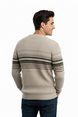 Erkek Sıfır Yaka Kazak Selanik Örgü Klasik Kalıp 5245C BGL-ST04860