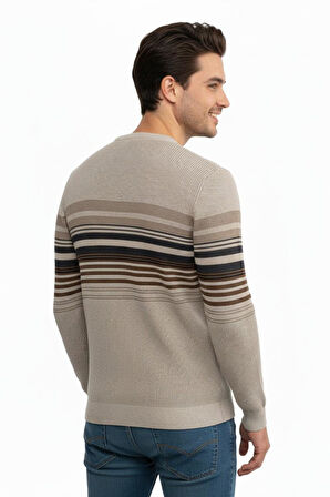 Erkek Sıfır Yaka Kazak Selanik Örgü Klasik Kalıp 5245C BGL-ST04860