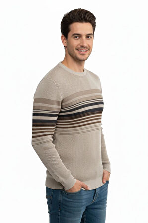 Erkek Sıfır Yaka Kazak Selanik Örgü Klasik Kalıp 5245C BGL-ST04860