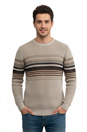 Erkek Sıfır Yaka Kazak Selanik Örgü Klasik Kalıp 5245C BGL-ST04860