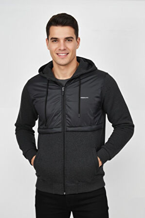 Erkek Kapitone Modelli 3 İplik Kapüşonlu Sweatshirt BGL-ST04865