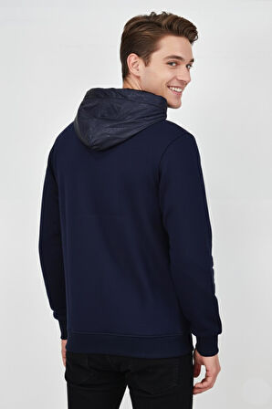 Erkek Kapitone Modelli 3 İplik Kapüşonlu Sweatshirt BGL-ST04865