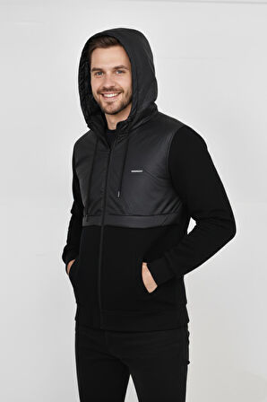 Erkek Kapitone Modelli 3 İplik Kapüşonlu Sweatshirt BGL-ST04865