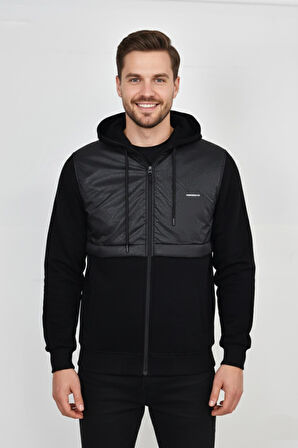 Erkek Kapitone Modelli 3 İplik Kapüşonlu Sweatshirt BGL-ST04865