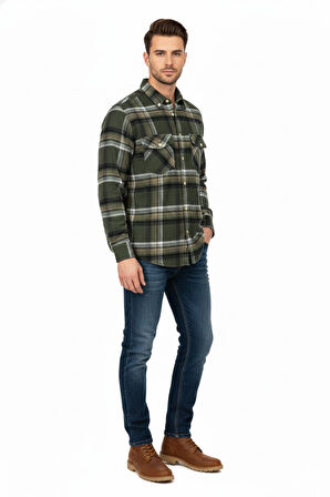 Erkek Kışlık Çift Cep Kapaklı Oduncu Gömlek BGL-ST04869
