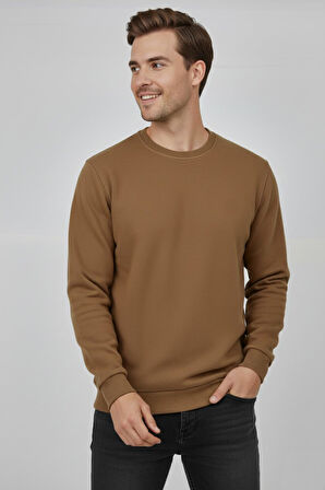 Erkek Sıfır Yaka Selanik Sweatshirt Regular Kalıp BGL-ST04870