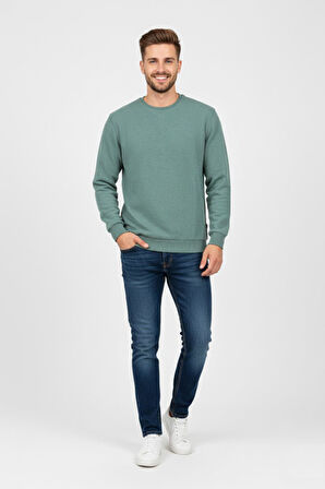 Erkek Sıfır Yaka Selanik Sweatshirt Regular Kalıp BGL-ST04870