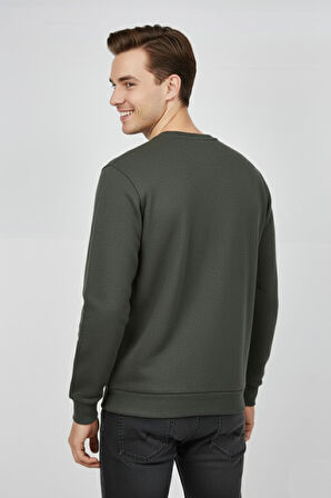 Erkek Sıfır Yaka Selanik Sweatshirt Regular Kalıp BGL-ST04870