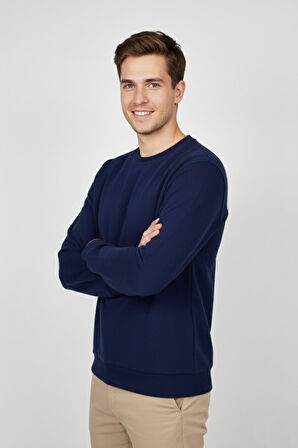 Erkek Sıfır Yaka Selanik Sweatshirt Regular Kalıp BGL-ST04870