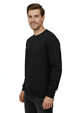 Erkek Sıfır Yaka Selanik Sweatshirt Regular Kalıp BGL-ST04870