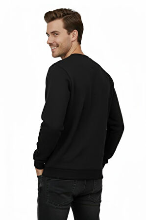 Erkek Sıfır Yaka Selanik Sweatshirt Regular Kalıp BGL-ST04870
