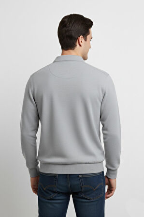 Erkek Polo Yaka Cepli Selanik Sweatshirt Regular Kalıp BGL-ST04872