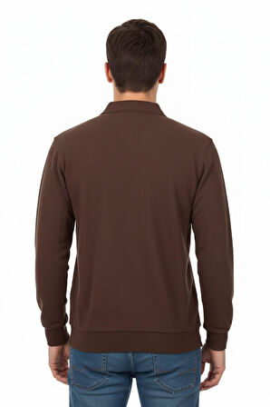 Erkek Polo Yaka Cepli Selanik Sweatshirt Regular Kalıp BGL-ST04872