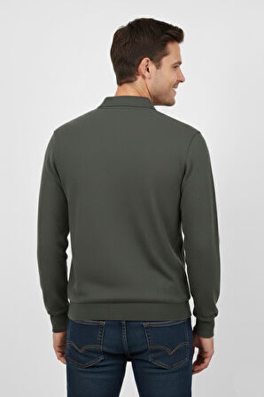Erkek Polo Yaka Cepli Selanik Sweatshirt Regular Kalıp BGL-ST04872