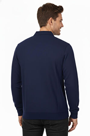 Erkek Polo Yaka Cepli Selanik Sweatshirt Regular Kalıp BGL-ST04872