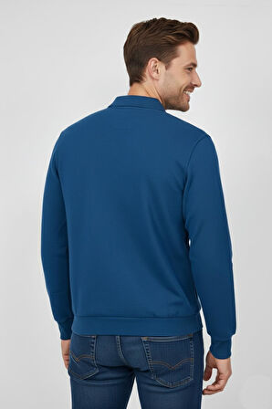 Erkek Polo Yaka Cepli Selanik Sweatshirt Regular Kalıp BGL-ST04872
