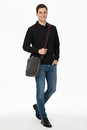 Erkek Polo Yaka Cepli Selanik Sweatshirt Regular Kalıp BGL-ST04872