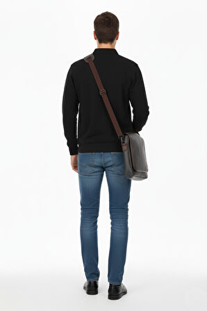 Erkek Polo Yaka Cepli Selanik Sweatshirt Regular Kalıp BGL-ST04872