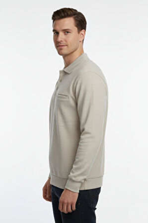 Erkek Polo Yaka Cepli Selanik Sweatshirt Regular Kalıp BGL-ST04872