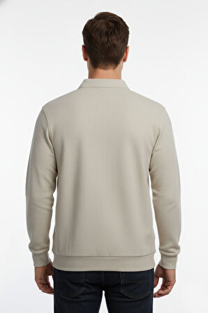 Erkek Polo Yaka Cepli Selanik Sweatshirt Regular Kalıp BGL-ST04872