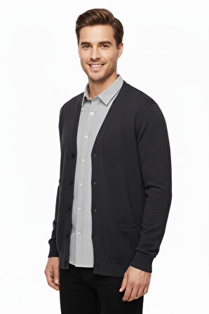 Erkek Spor Selanik Düğmeli Hırka Regular Kalıp BGL-ST04873