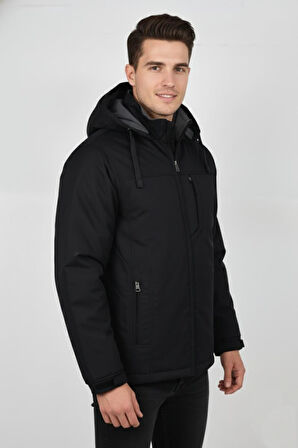 Erkek Büyük Beden Kapüşonlu Mevsimlik Spor Mont 99538 BBGL-ST04877