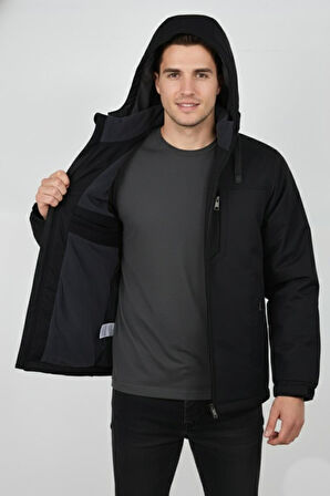 Erkek Büyük Beden Kapüşonlu Mevsimlik Spor Mont 99538 BBGL-ST04877