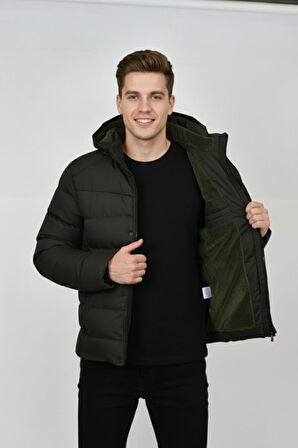 Erkek Kapüşonlu İç Kürklü Spor Mont 99528 BGL-ST04880