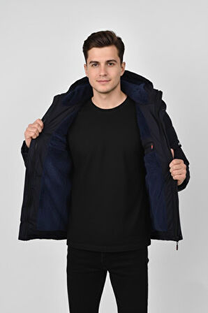 Erkek Kapüşonlu İç Kürklü Spor Mont 99528 BGL-ST04880