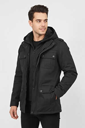 Erkek Spor Kanvas Kapüşonlu Parka 85133 BGL-ST04882