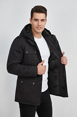 Erkek Spor Kanvas Kapüşonlu Parka 85133 BGL-ST04882