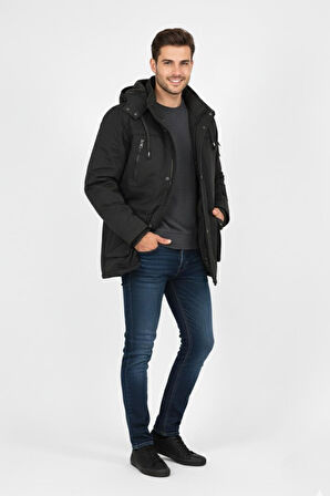 Erkek Spor Kanvas Kapüşonlu Parka 85134 BGL-ST04883