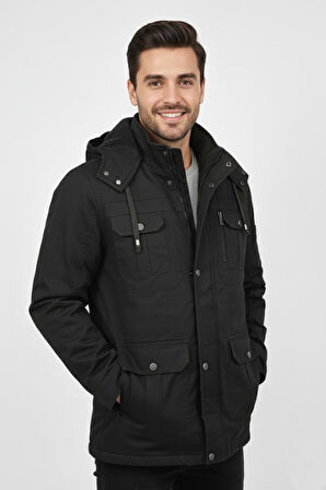 Erkek Spor Kanvas Kapüşonlu Parka 85121 BGL-ST04884