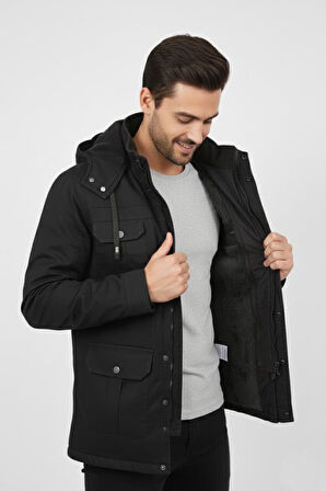 Erkek Spor Kanvas Kapüşonlu Parka 85121 BGL-ST04884