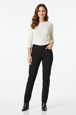 Kadın Siyah Kanvas Likralı Pantolon BGL-ST04889