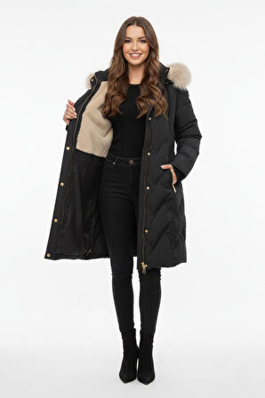 Kadın Spor Kapüşonlu İçi Peluş Mont  M5308 BGL-ST04893