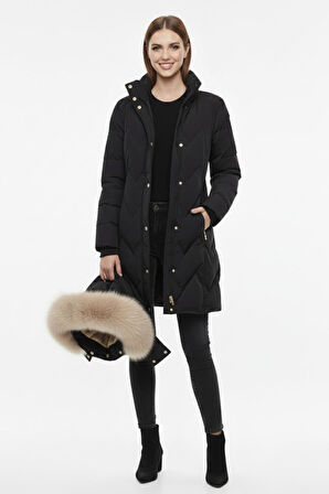 Kadın Spor Kapüşonlu İçi Peluş Mont  M5308 BGL-ST04893