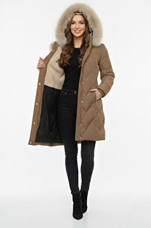 Kadın Spor Kapüşonlu İçi Peluş Mont  M5308 BGL-ST04893