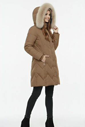 Kadın Spor Kapüşonlu İçi Peluş Mont  M5308 BGL-ST04893