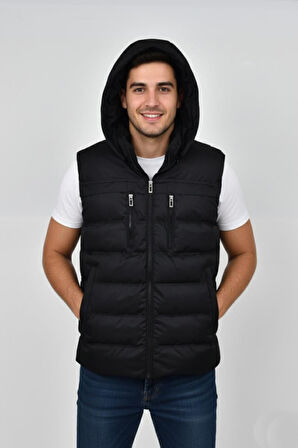 Erkek Kapüşonlu Spor Yelek 4021 BGL-ST04900